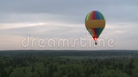 几个彩色气球在树顶升起视频的预览图