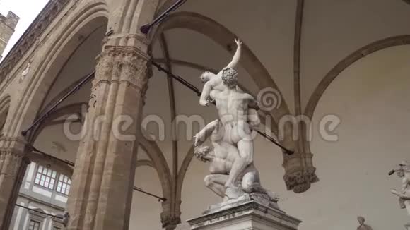 佛罗伦萨Vecchio宫Signoria广场的雕像托斯卡纳视频的预览图