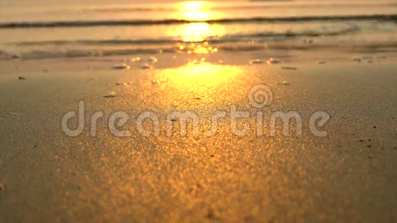日出时的热带海滩视频的预览图
