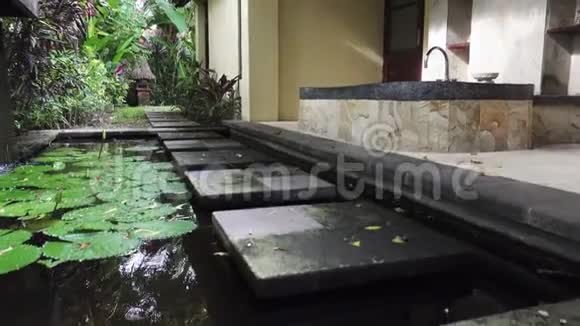 户外热带花园的浴缸视频的预览图