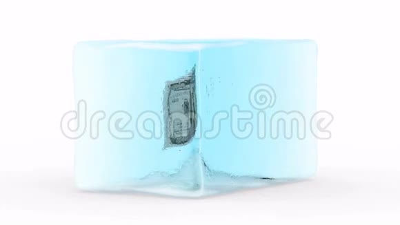 冻结在冰块里的美元视频的预览图