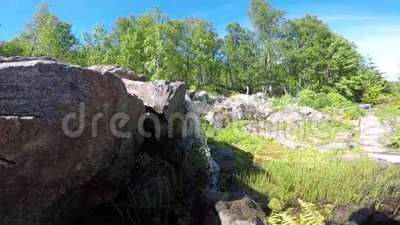 夏天在小悬崖上的小瀑布视频的预览图