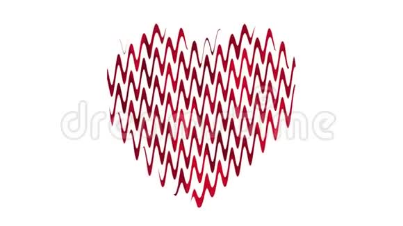 白色背景上带有现代红色波浪的液体心脏动画视频的预览图
