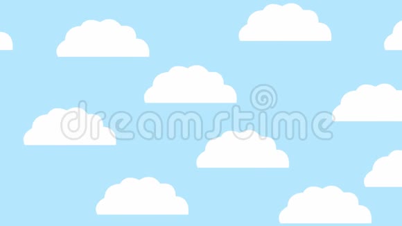 动画白云从左到右在天空中飞翔视频的预览图