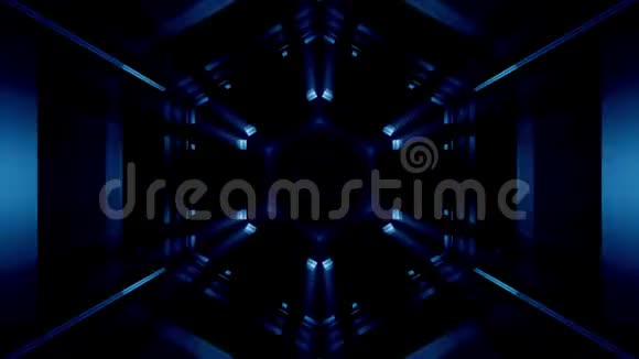 抽象蓝色隧道的无缝循环三维渲染动画视频的预览图