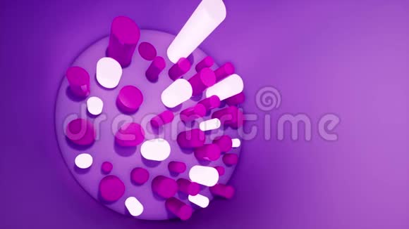 带有圆圈的紫色抽象运动背景3d渲染4k动画视频的预览图