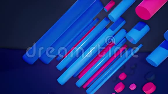 抽象技术背景蓝色和粉红色管3d渲染4k动画视频的预览图
