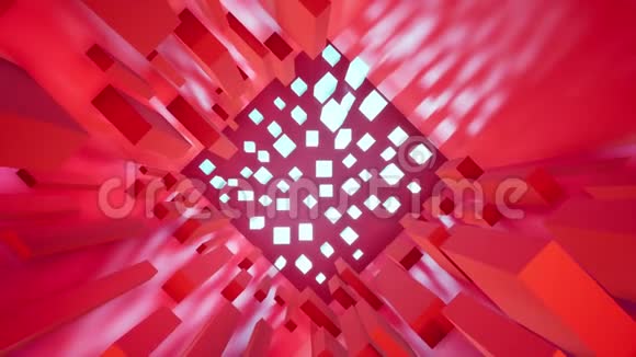 三维渲染抽象几何背景红色霓虹灯颜色4k视频动画视频的预览图