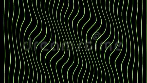 黑色背景上的霓虹灯绿色和粉红色的波浪视频的预览图
