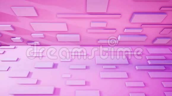 三维渲染抽象几何运动背景淡粉色霓虹灯图案现代照明4k动画视频的预览图