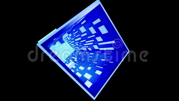 蓝色抽象技术运动背景与盒子现代照明4k动画三维渲染视频的预览图
