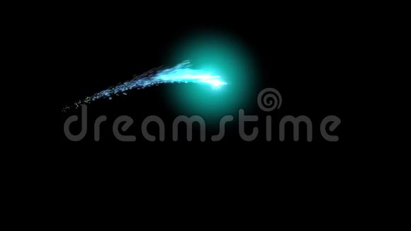 蓝色闪闪发光的流星在黑色背景下移动视频的预览图