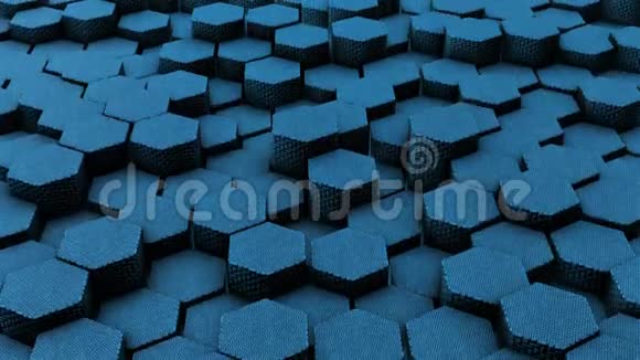 抽象蓝六角背景随机运动三维动画布料材料视频的预览图