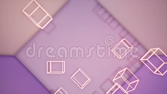 浅粉色背景与霓虹灯盒3D渲染视频超高清4K3840x2160放大镜头视频的预览图