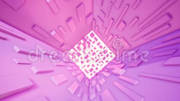 抽象技术粉红色背景与盒子3D渲染视频超高清4K3840x2160放大镜头视频的预览图