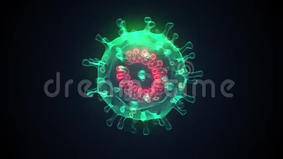 4k冠状病毒也称为2019nCov病毒的电视概念3D绘制视频的预览图