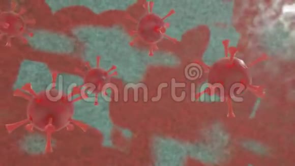 科罗纳病毒3D呈现在宿主的显微镜下新的致命流感病毒疫病原菌新株病毒危险视频的预览图