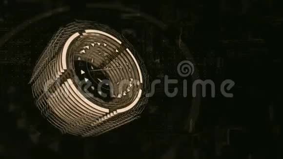 3D棕色圆柱体在空间中旋转背景是一块电荷板视频的预览图