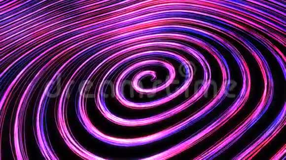 螺旋涡旋4K无缝环运动背景动画中霓虹灯线轨迹旋转视频的预览图