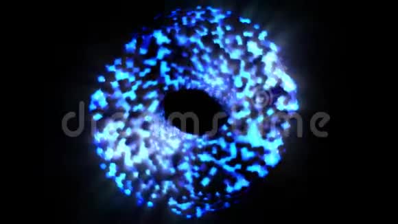 蒙比乌斯棱镜形状4K无缝环运动背景动画中的发光环球视频的预览图