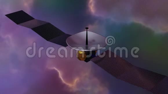 卫星背景有彩色星云宇宙射线背景视频的预览图