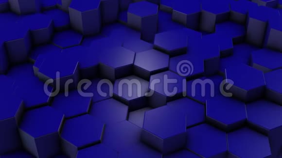 抽象深蓝色六边形背景随机运动三维动画布料材料视频的预览图