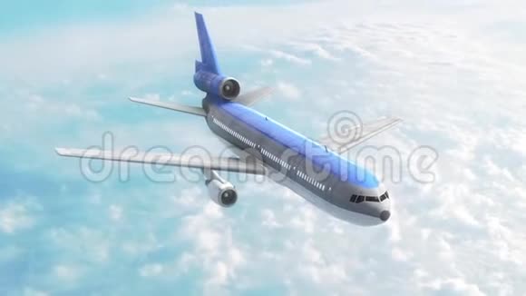 空中客机空中云蓝3D渲染动画视频的预览图