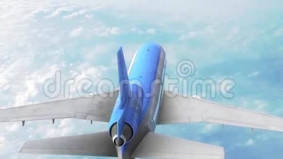 空中客机空中云蓝背3D渲染动画视频的预览图
