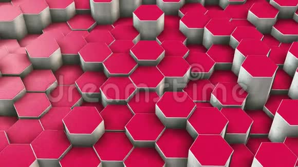 摘要红色六角背景随机运动三维动画石头材料视频的预览图