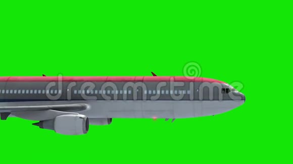 空中客机空中云绿色屏幕翅膀3D渲染动画视频的预览图
