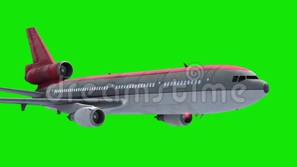 空中客机空中云绿色屏幕边3D渲染动画视频的预览图