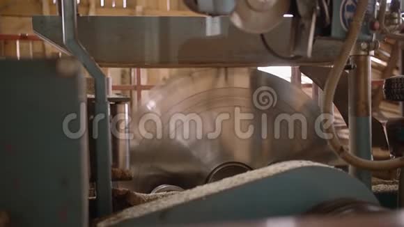 木工机械上的旋转工业大圆形锯视频的预览图