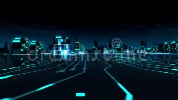 数字背景数字技术未来主义数字城市视频的预览图