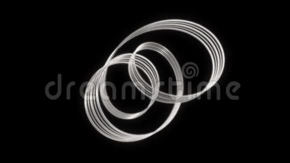 抽象几何光泽银金属带曲线旋转4K无缝环运动背景动画视频的预览图