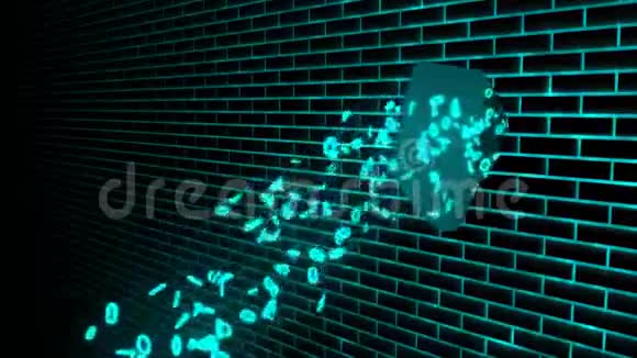 数据泄漏安全概念与二进制信息流动4K无缝循环运动背景动画视频的预览图