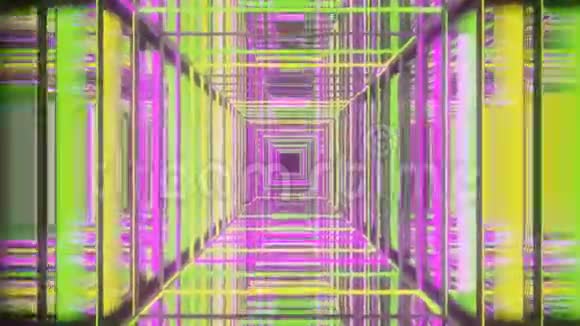 抽象背景发光霓虹灯广场现代彩色照明3d渲染动画视频4k视频的预览图
