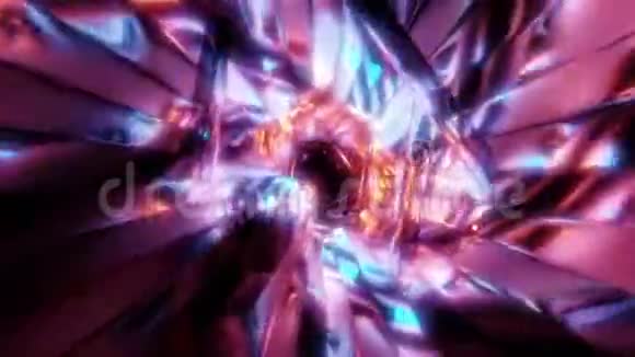 彩色未来霓虹灯隧道3渲染动画视频的预览图