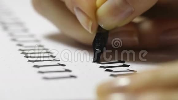 女人用书法字母写钢笔视频的预览图