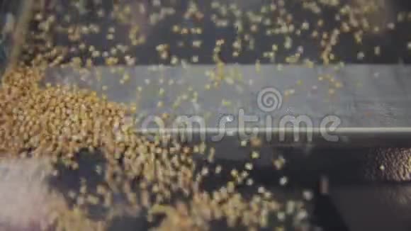 机器慢动作镜头中流动的金色种子视频的预览图