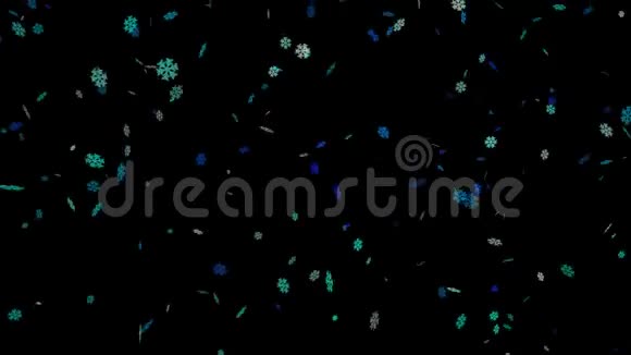 白色和蓝色的雪花在狂风中与阿尔法马特视频的预览图