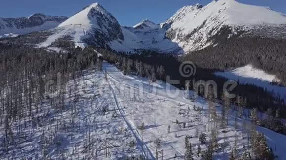 高塔特拉斯山脉滑雪斜坡上的滑雪者视频的预览图