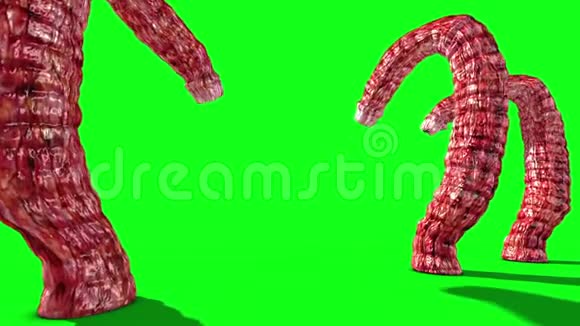3怪物异形虫攻击后绿屏3D渲染动画视频的预览图
