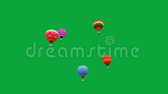 绿色屏幕背景热气球飞行视频的预览图