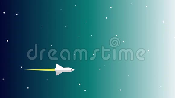火箭飞船穿越太空动画卡通现代风格火箭炮发射和空间探索视频的预览图
