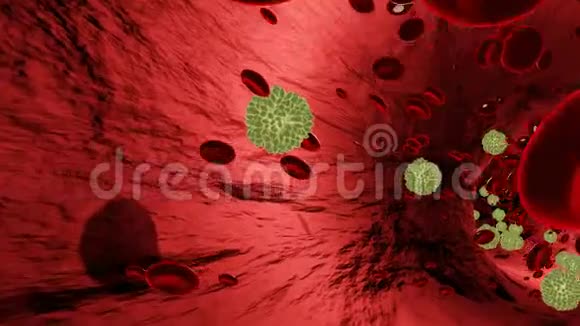 Covid19概念动脉内的阻塞病毒或细菌和红细胞视频的预览图