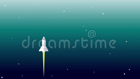 火箭飞船穿越太空动画卡通现代风格火箭炮发射和空间探索视频的预览图