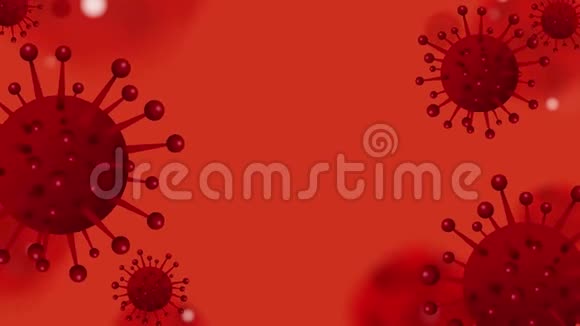 动画循环镜头冠状病毒2019nCov新冠状病毒概念在红色背景和您的复制空间视频的预览图
