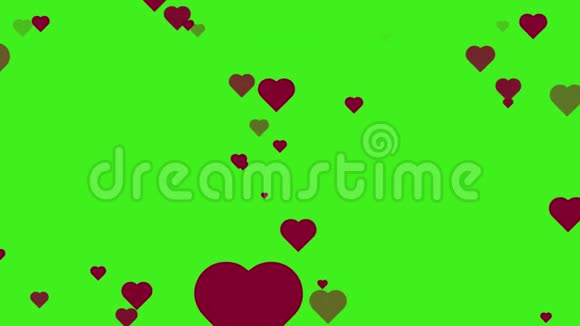 心效背景在绿色屏幕动画情人节心饰视频的预览图