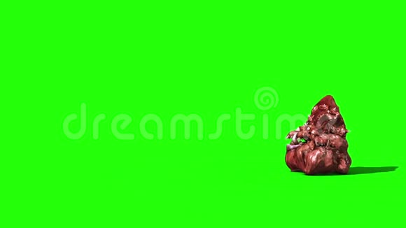 巨型怪物跳跃攻击侧绿色屏幕3D渲染动画视频的预览图