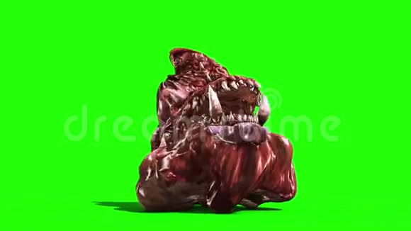 巨型怪物攻击绿色屏幕3D渲染动画视频的预览图